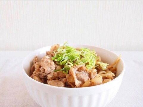 豚丼☆豚もも薄切りのしようが焼き丼